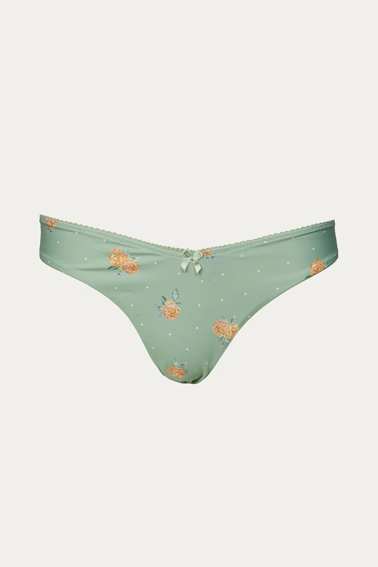 Picot Delilah Bottom In Polka Dot Floral Sea Green