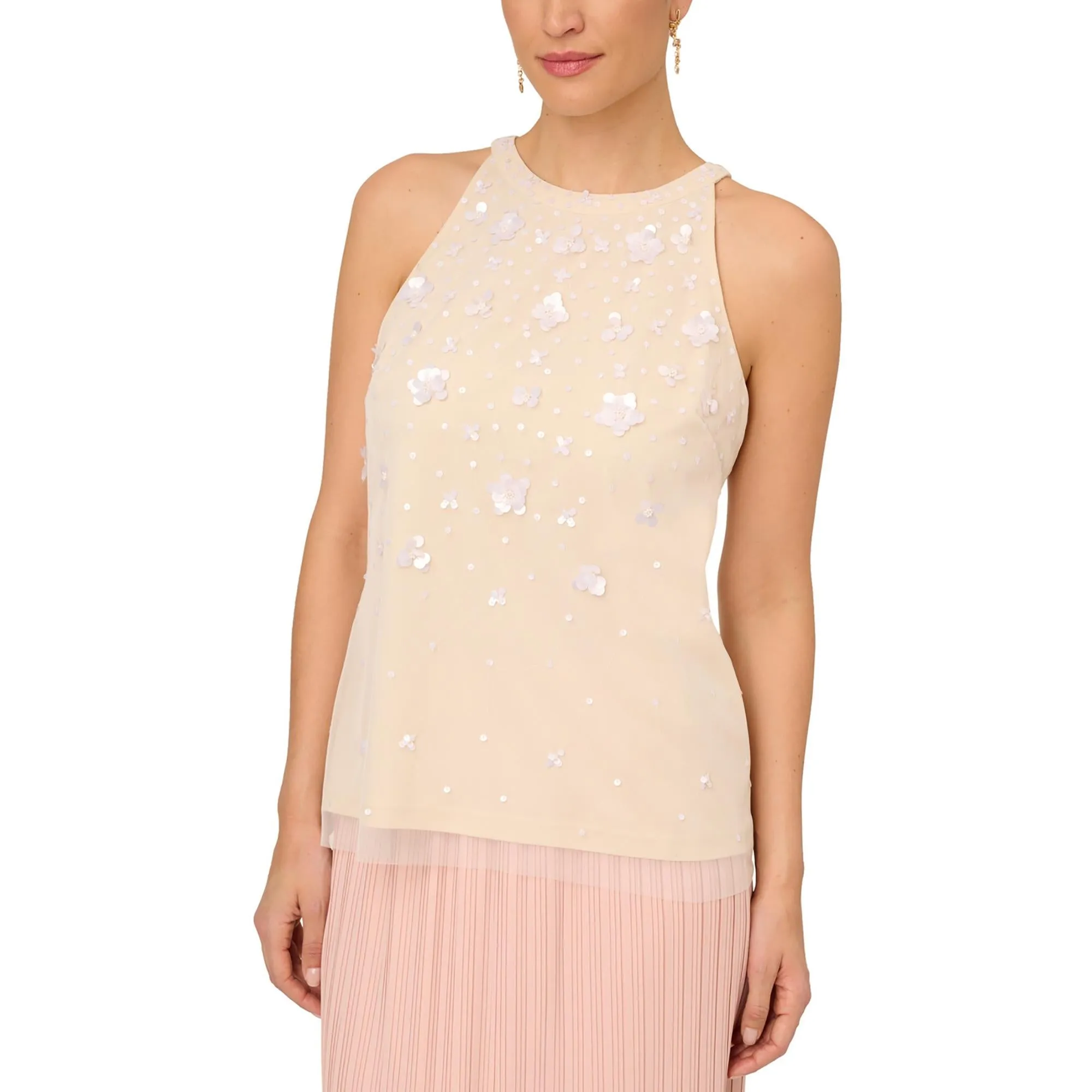 Plus Womens Trapeze Sequins Tank Top