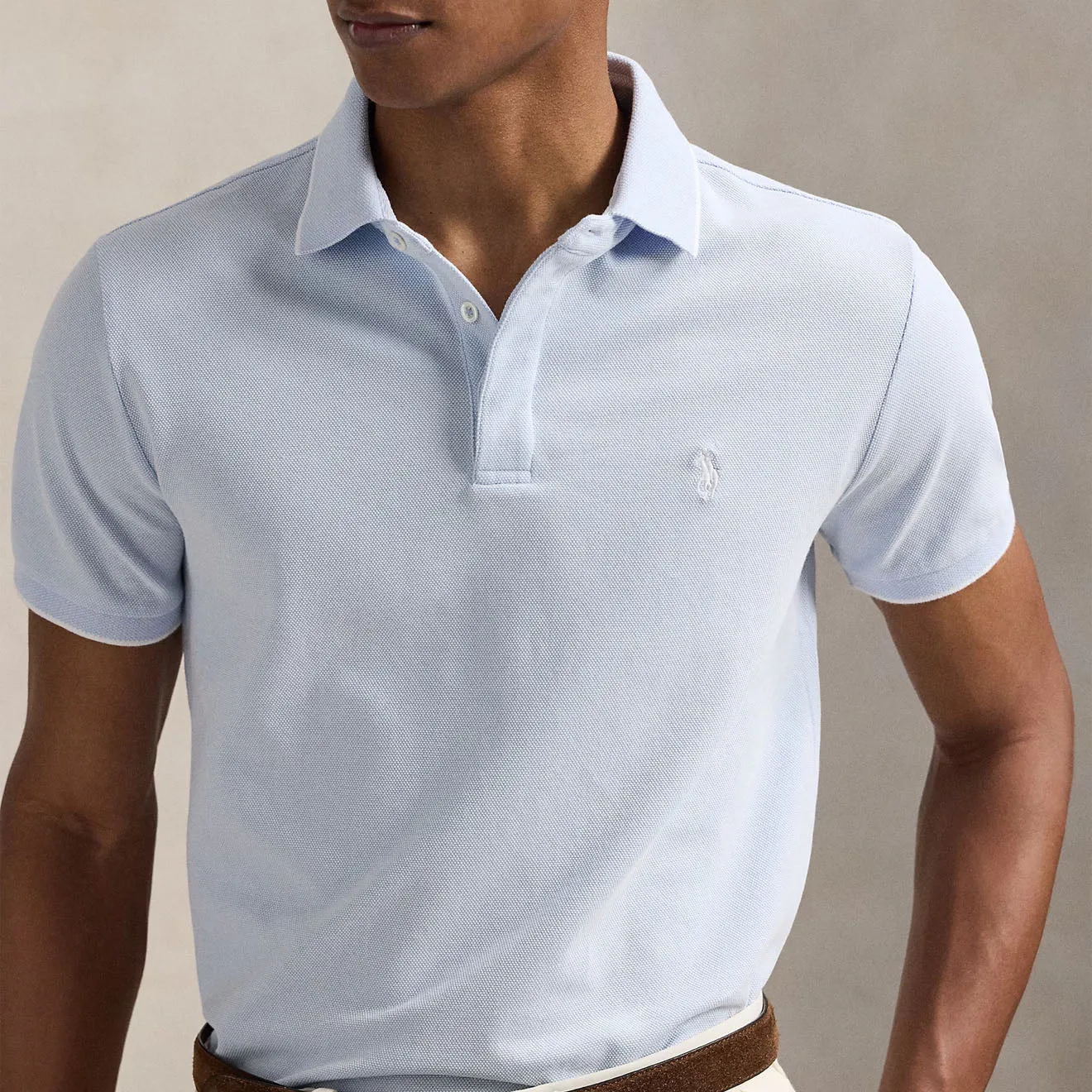 Polo Ralph Lauren Custom Slim Fit Stretch Oxford Mesh Polo Blue/White