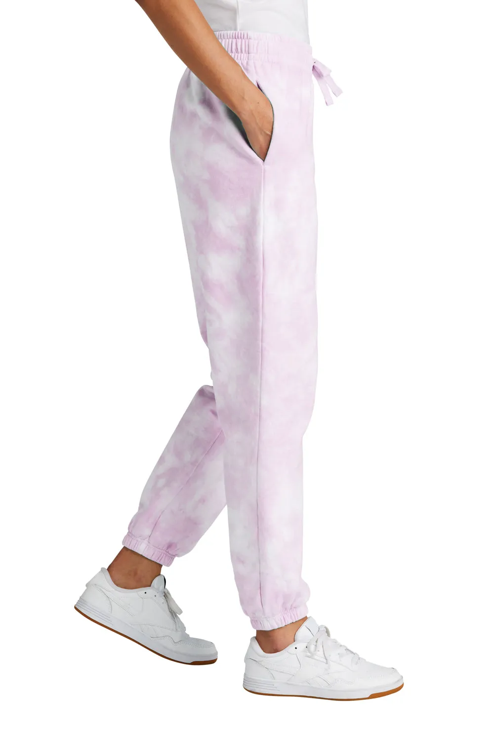 Port & Company Womens Beach Wash Tie Dye Sweatpants w/ Pockets - Cerise Pink