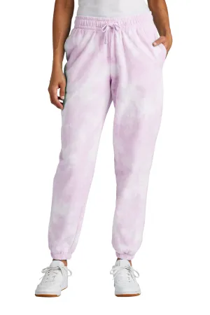 Port & Company Womens Beach Wash Tie Dye Sweatpants w/ Pockets - Cerise Pink