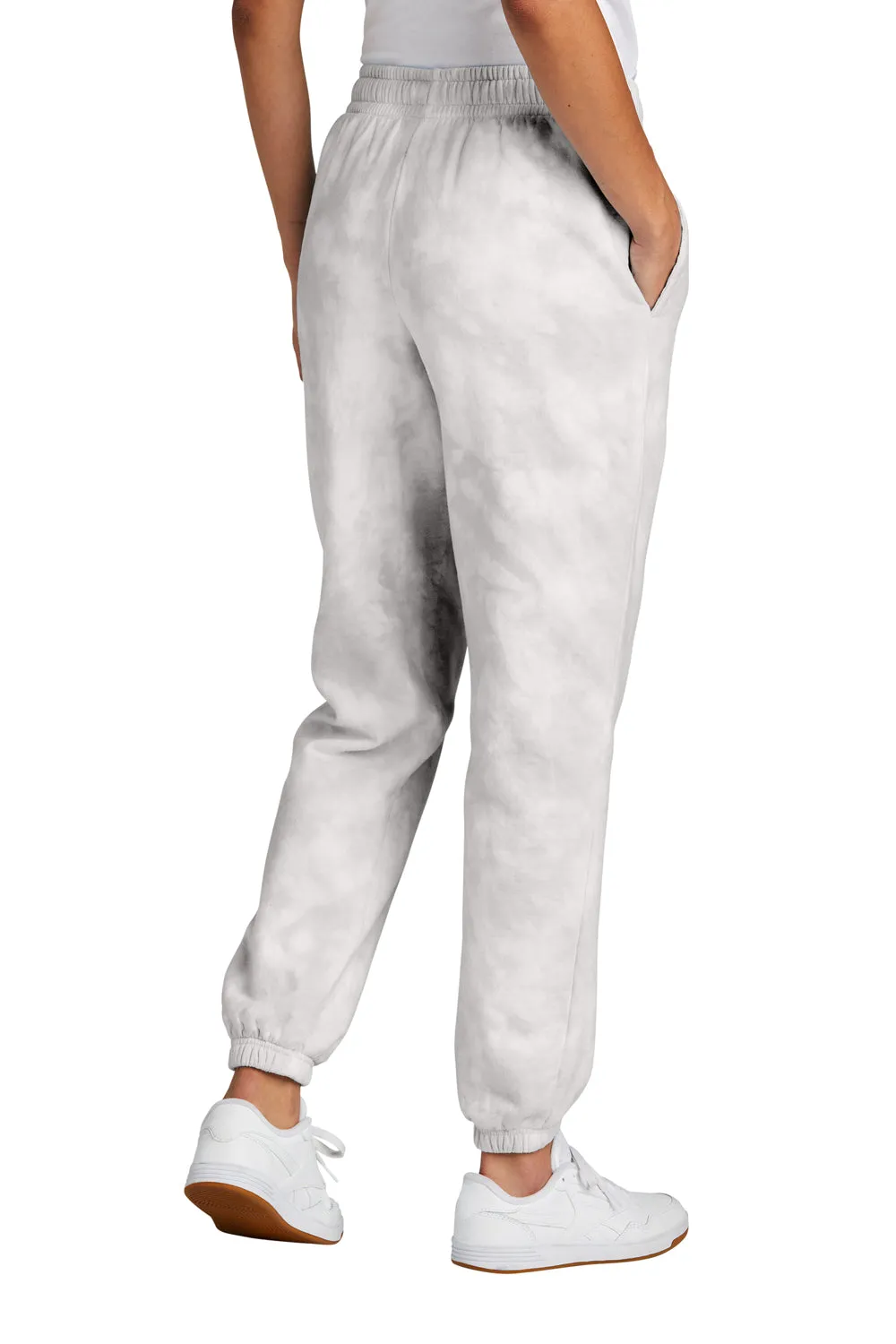 Port & Company Womens Beach Wash Tie Dye Sweatpants w/ Pockets - Dove Grey