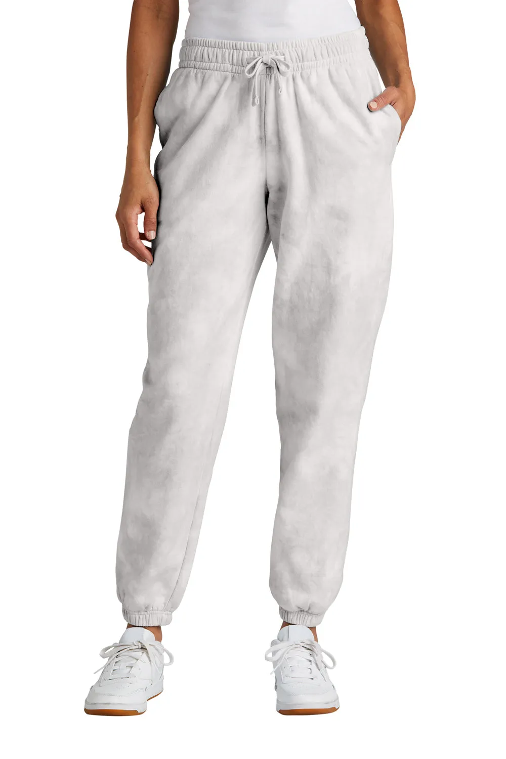 Port & Company Womens Beach Wash Tie Dye Sweatpants w/ Pockets - Dove Grey