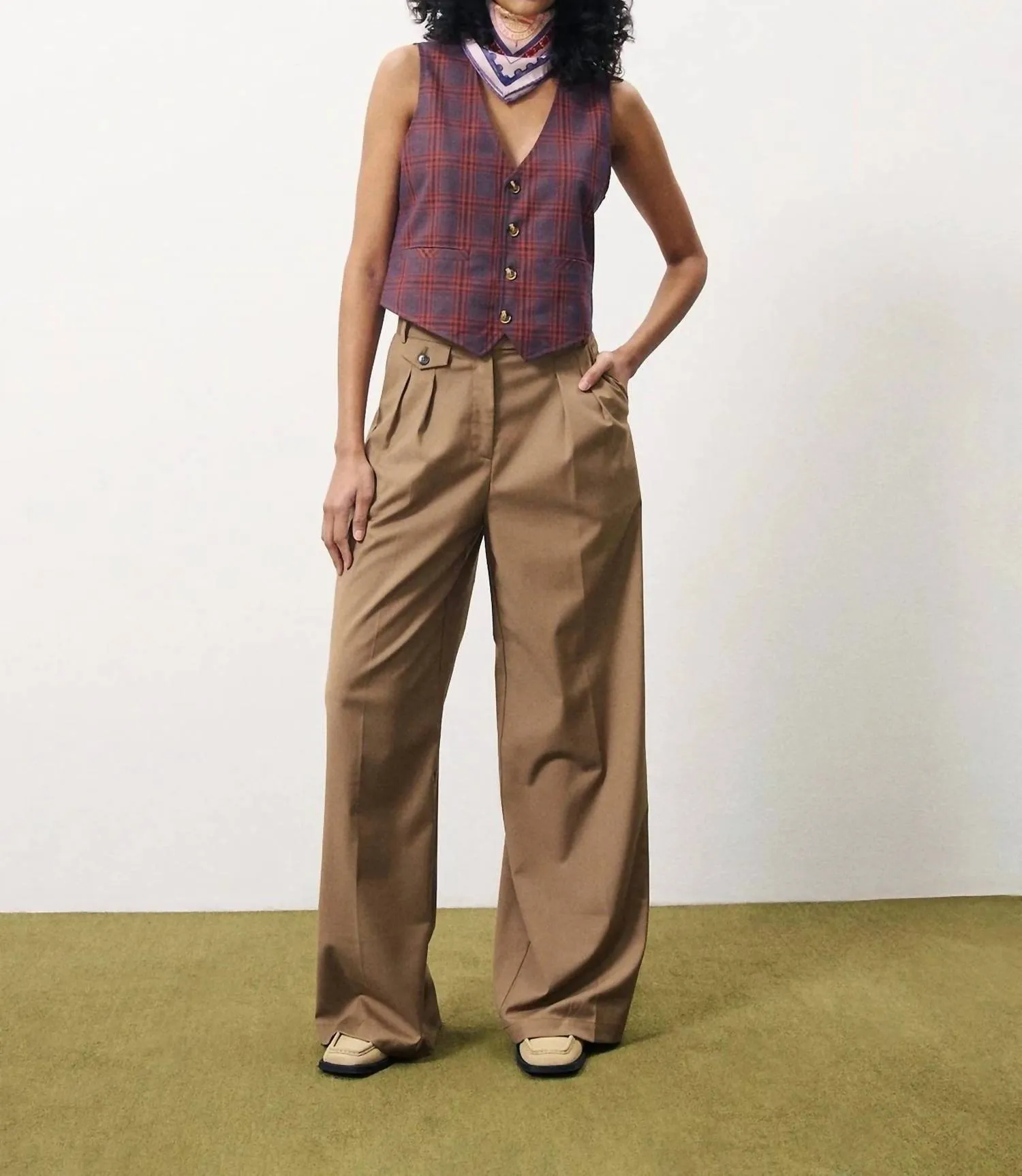 Print Alix Button-Front Vest In Violet