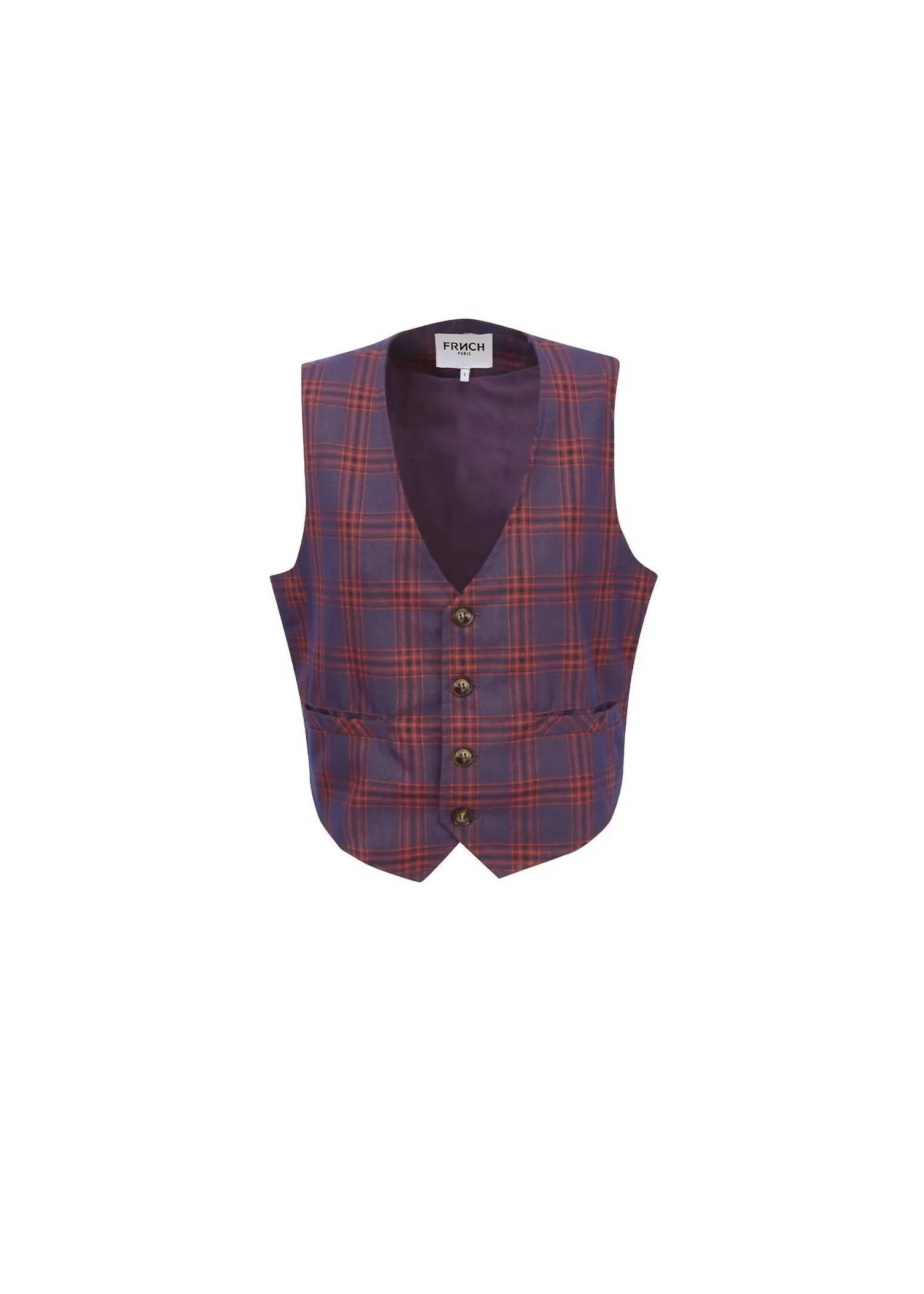 Print Alix Button-Front Vest In Violet