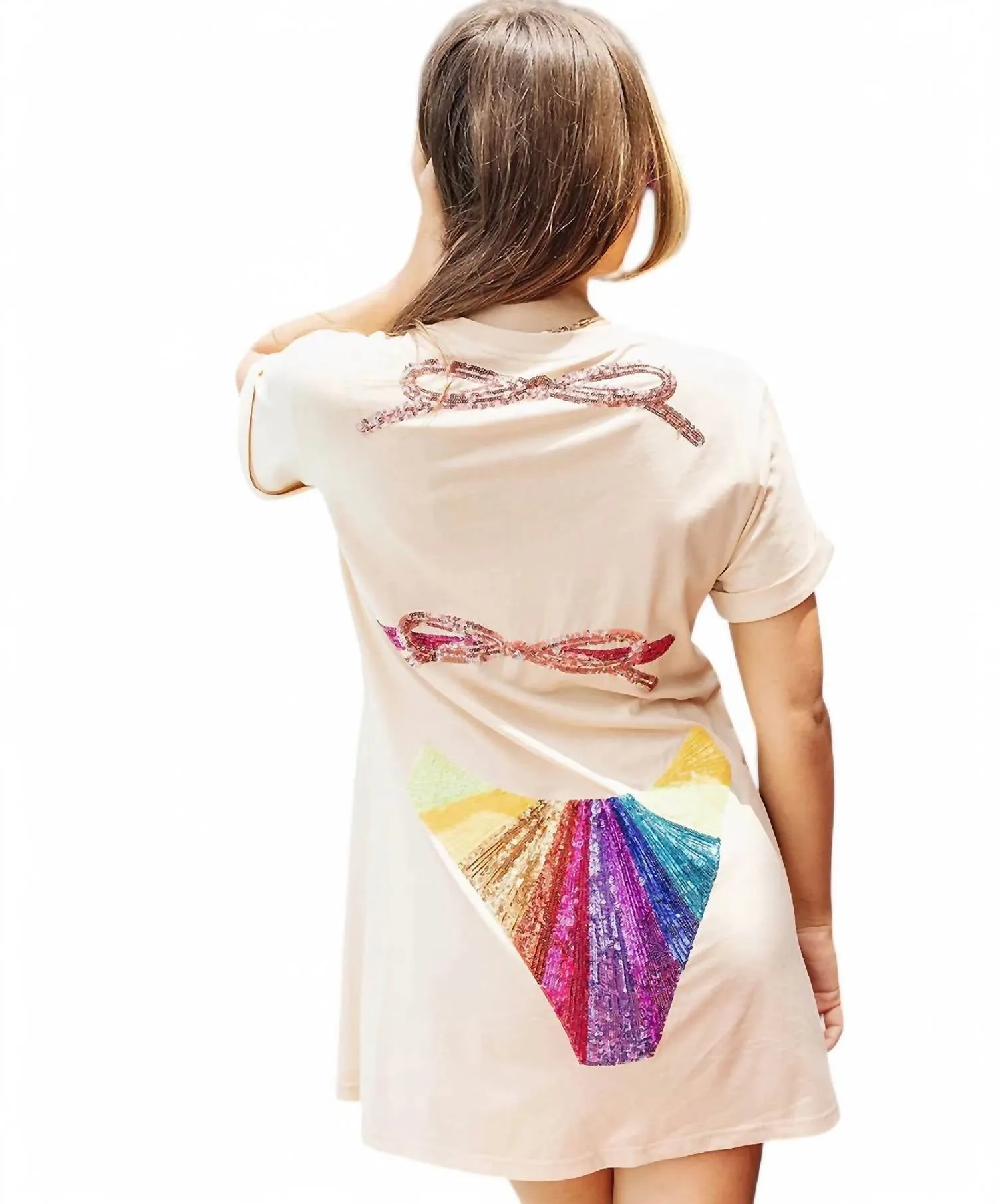 Rainbow Burst Bikini Coverup In Tan