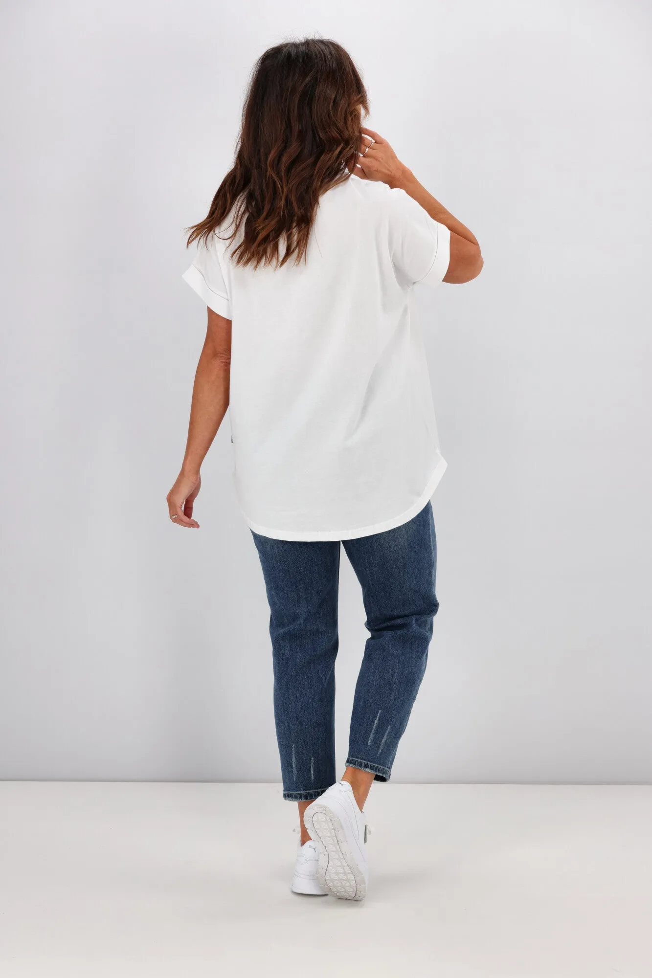 Rebel Club By Shine On Animal Stripe Cap Sleeve Tee White