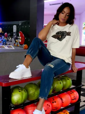 Rebel Club By Shine On Arrow Heart Boyfriend Tee Vintage White