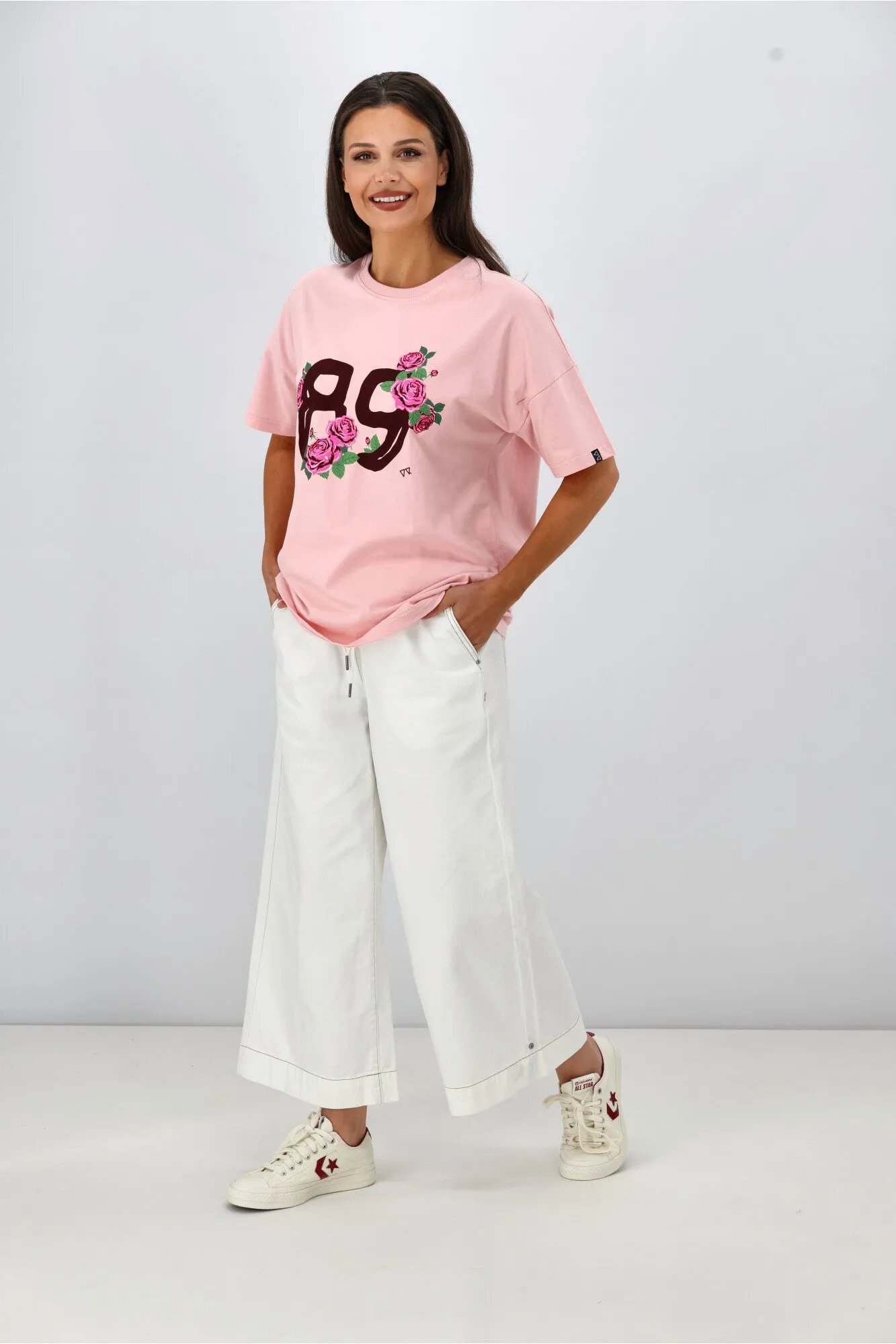 Rebel Club Collegiate 89 Boyfriend Tee Pink