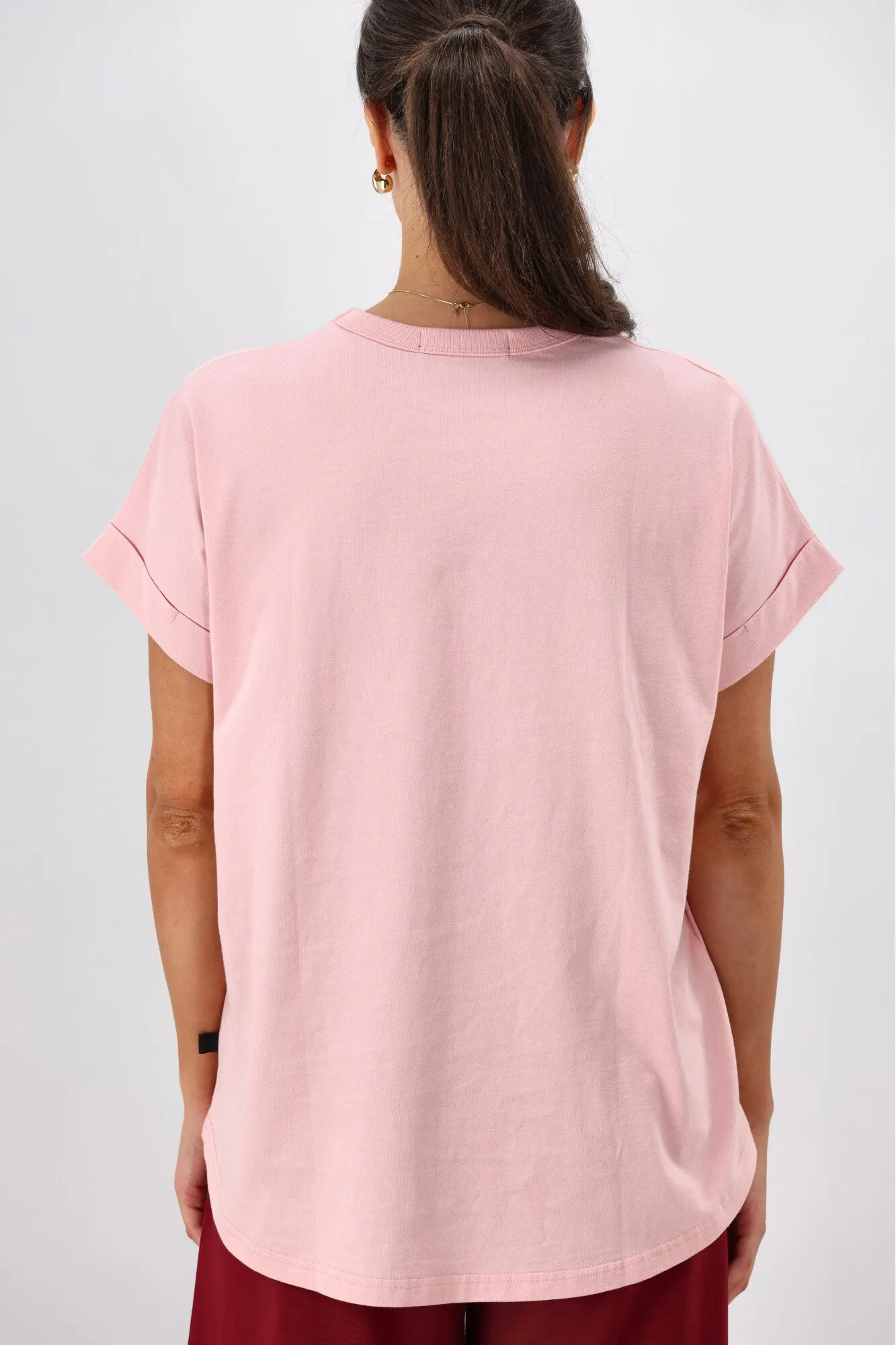 Rebel Club Merlot Rose Capsleeve Tee Pink
