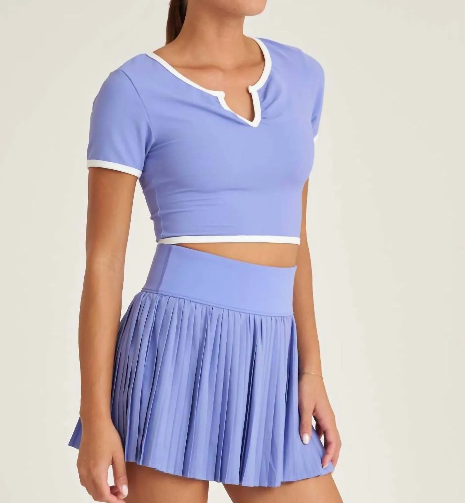Refine Notch Neck Cropped Tee In Wild Indigo