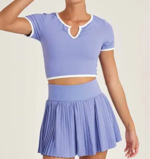 Refine Notch Neck Cropped Tee In Wild Indigo