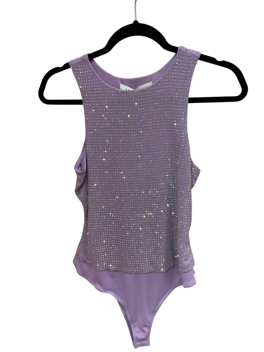 Rhinestone Nesh Bodysuit In Lilac
