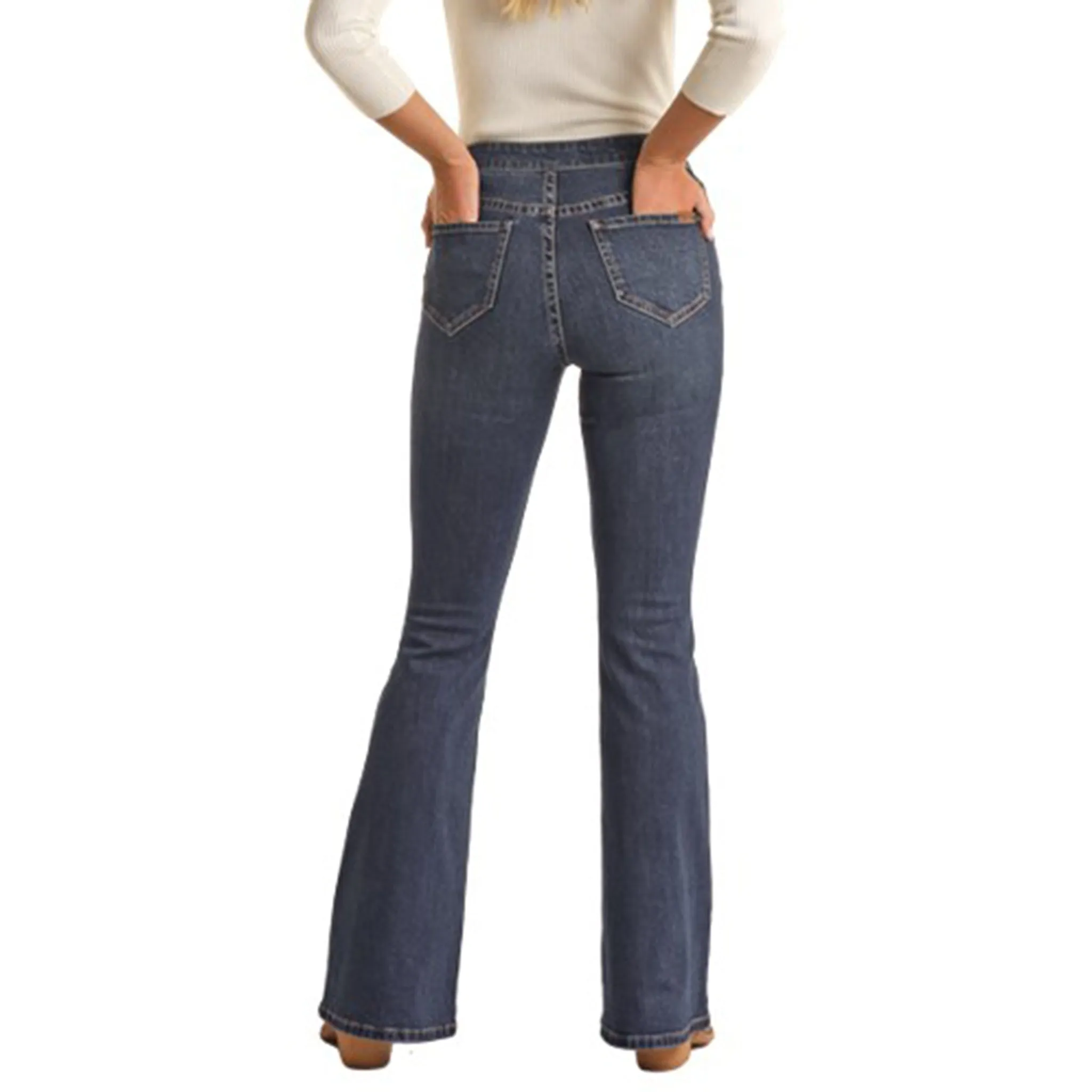 Rock & Roll Women's Dark Wash Button Flare Jeans