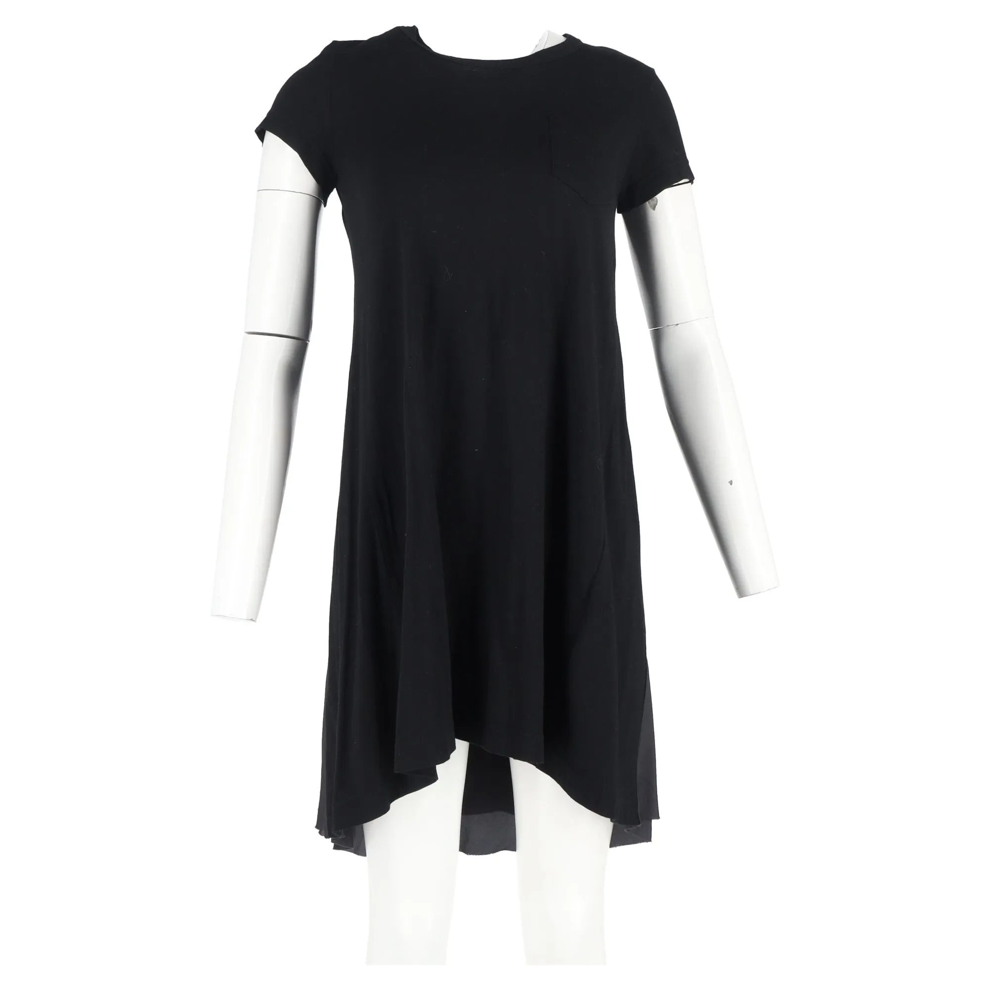 Sacai Mini T-Shirt Dress in Black and Grey Cotton
