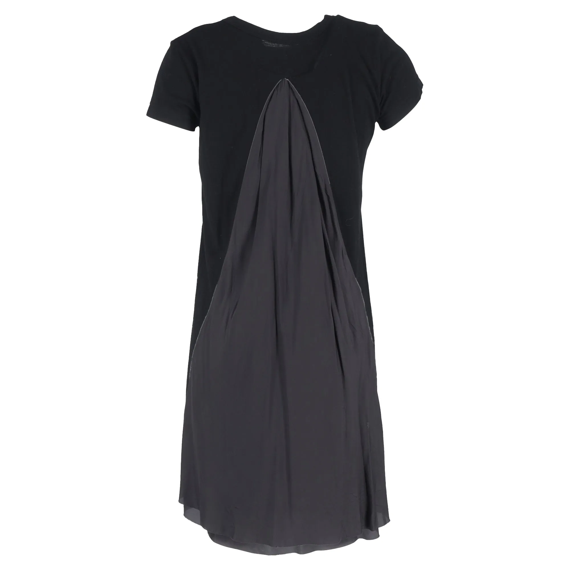 Sacai Mini T-Shirt Dress in Black and Grey Cotton