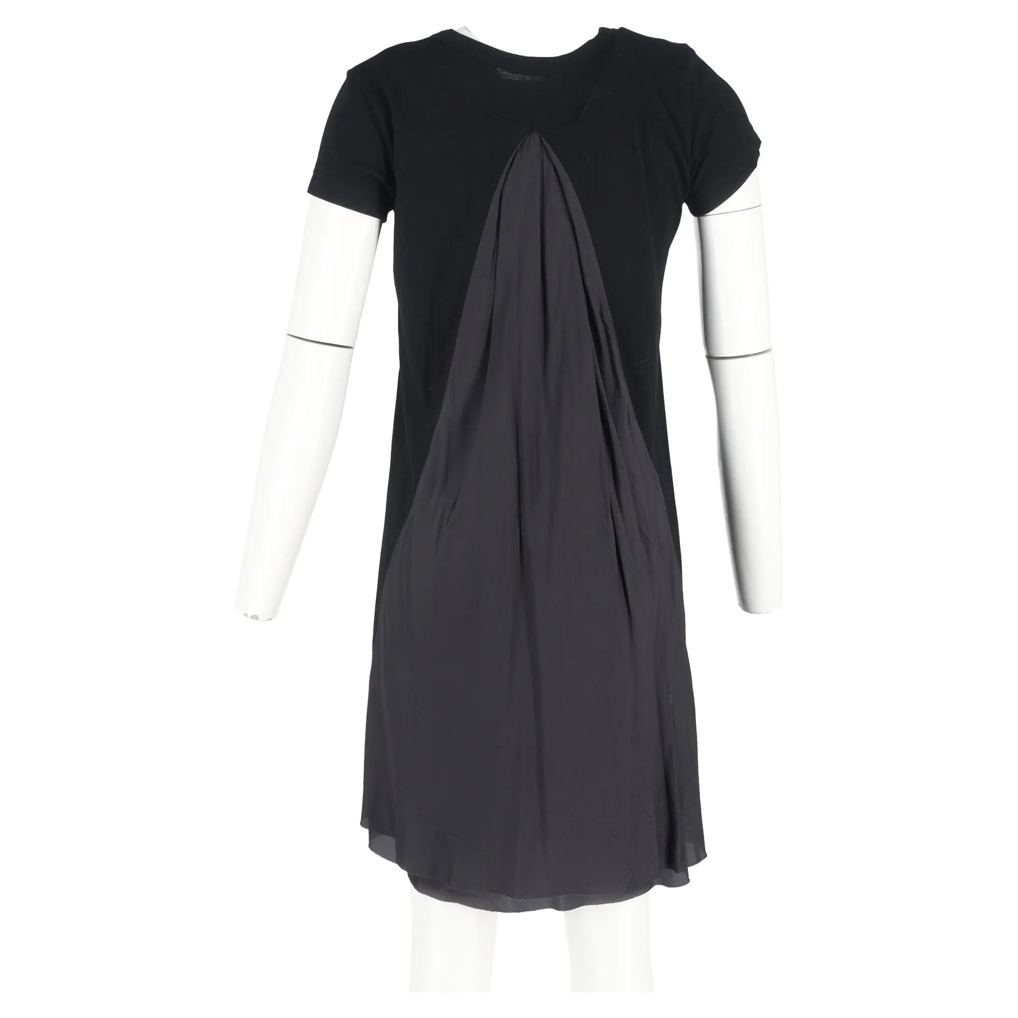 Sacai Mini T-Shirt Dress in Black and Grey Cotton