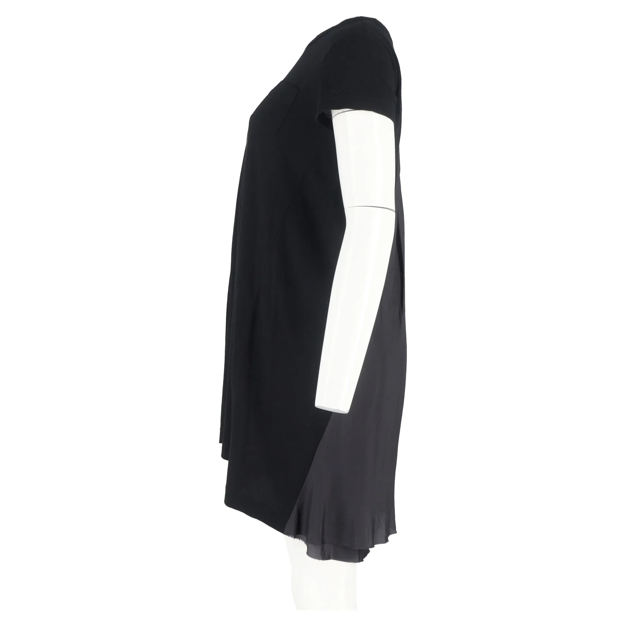 Sacai Mini T-Shirt Dress in Black and Grey Cotton