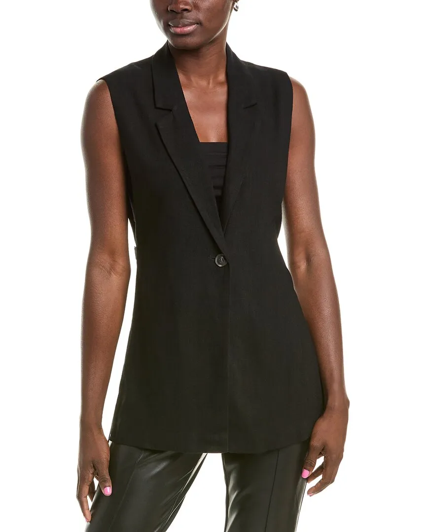 Sadie & Sage At Ease Side Belted Linen-Blend Vest
