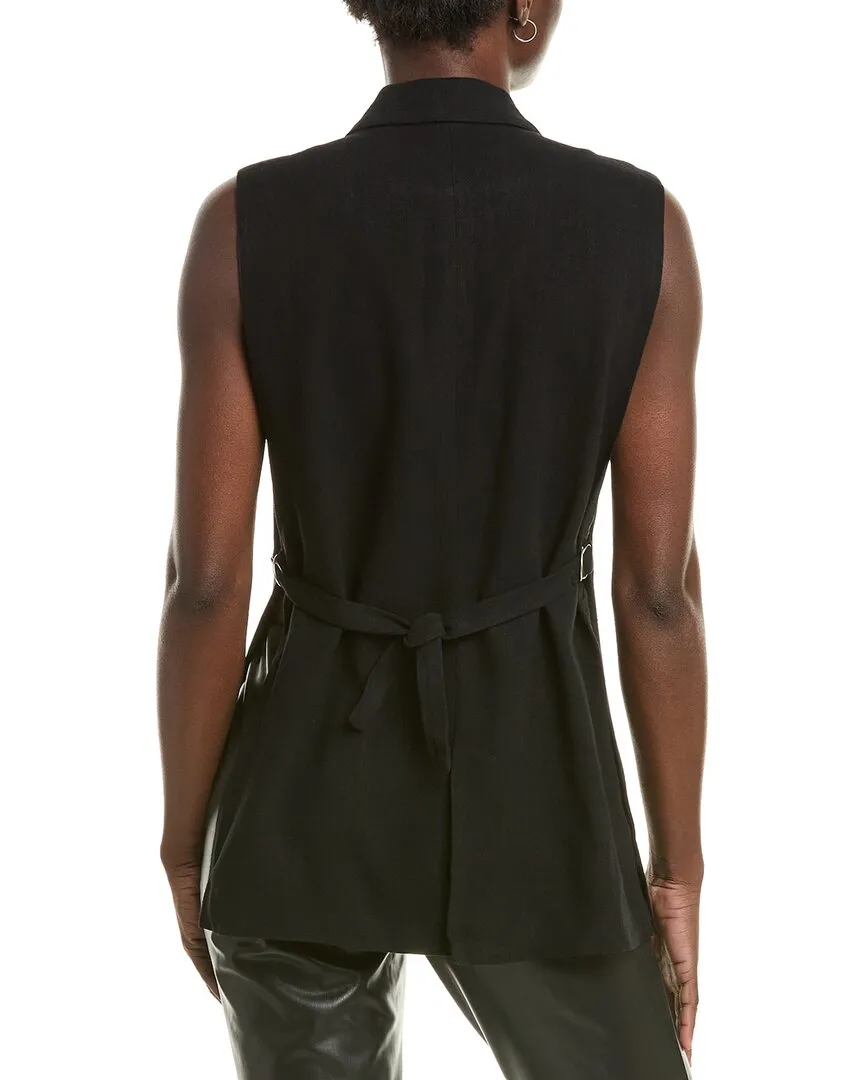 Sadie & Sage At Ease Side Belted Linen-Blend Vest