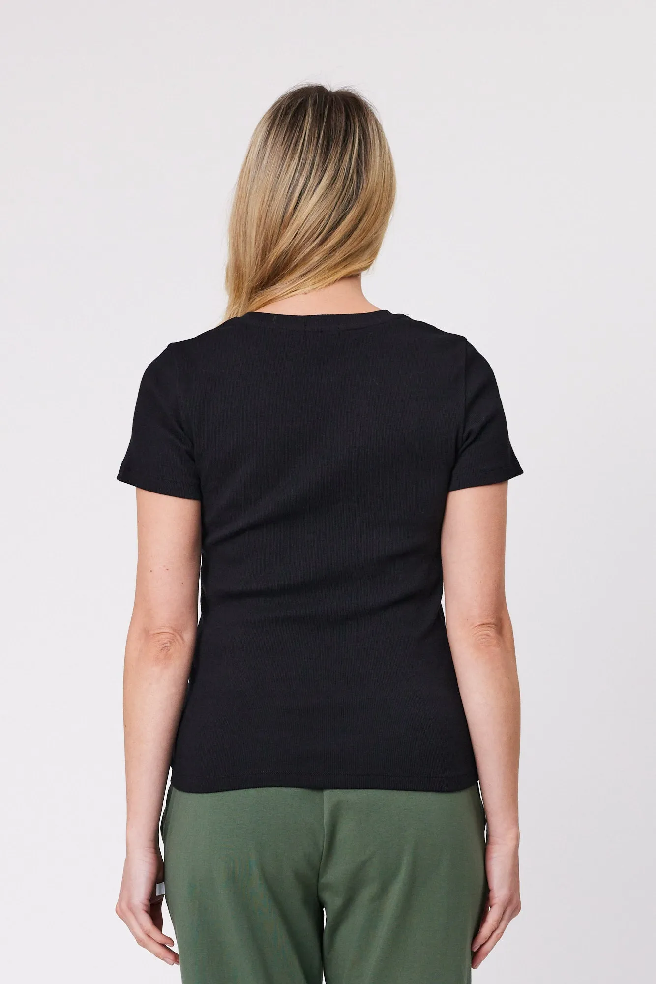 Shine On Essentials Rib Tee Black