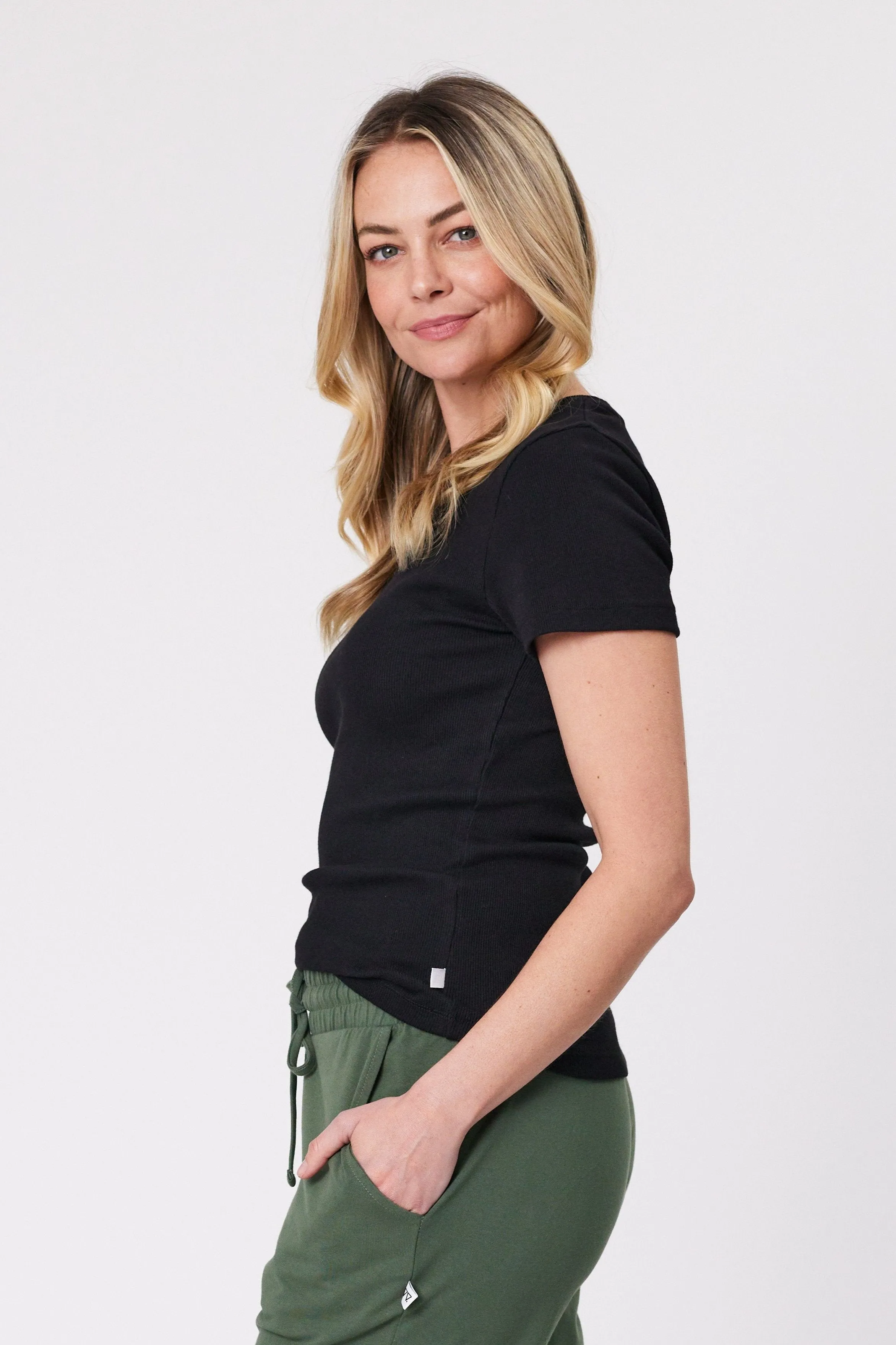 Shine On Essentials Rib Tee Black
