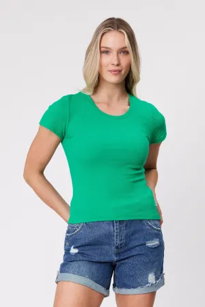 Shine On Essentials Rib Tee Bright Green