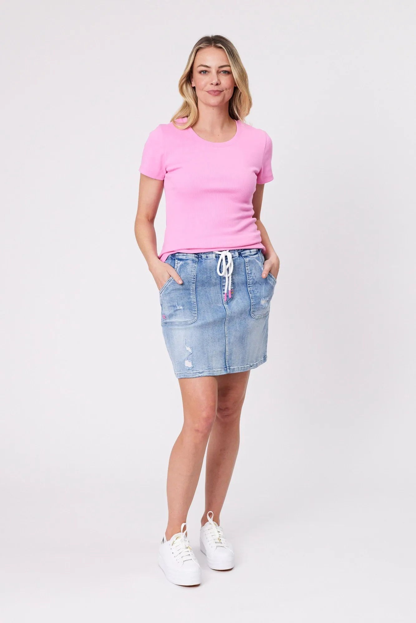 Shine On Essentials Rib Tee Pink