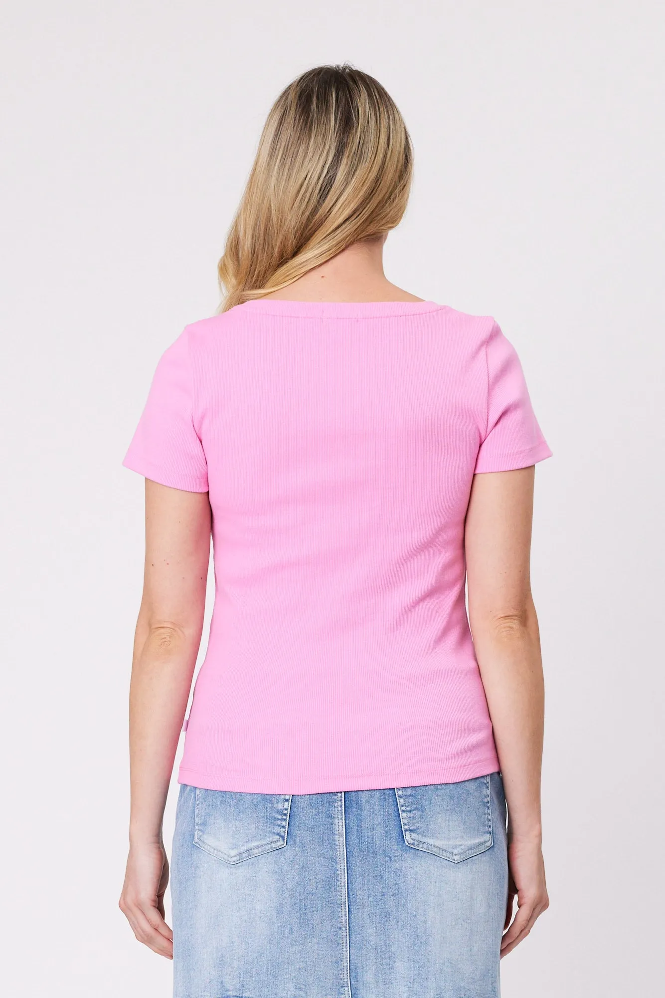Shine On Essentials Rib Tee Pink