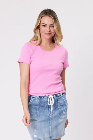 Shine On Essentials Rib Tee Pink