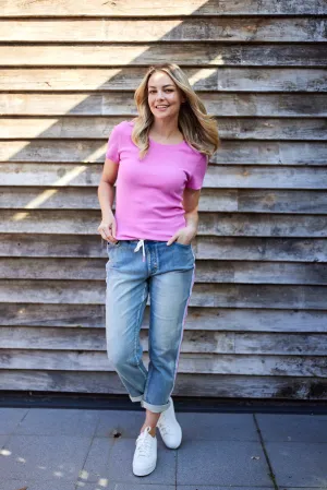 Shine On Essentials Rib Tee Super Pink