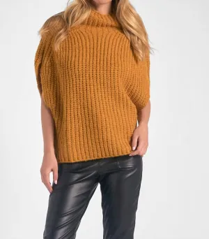 Short Sleeve Turtleneck Sweater In Gold
