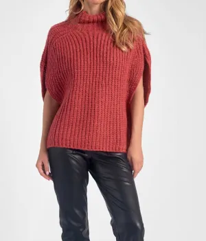 Short Sleeve Turtleneck Sweater In Ruby