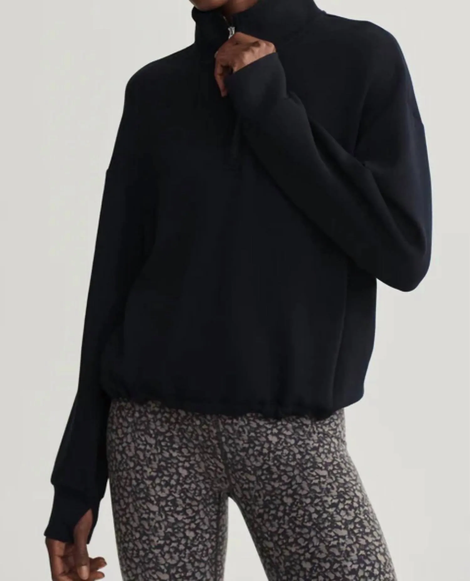 Sian Cropped Half-Zip Midlayer In Black