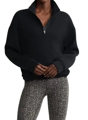 Sian Cropped Half-Zip Midlayer In Black