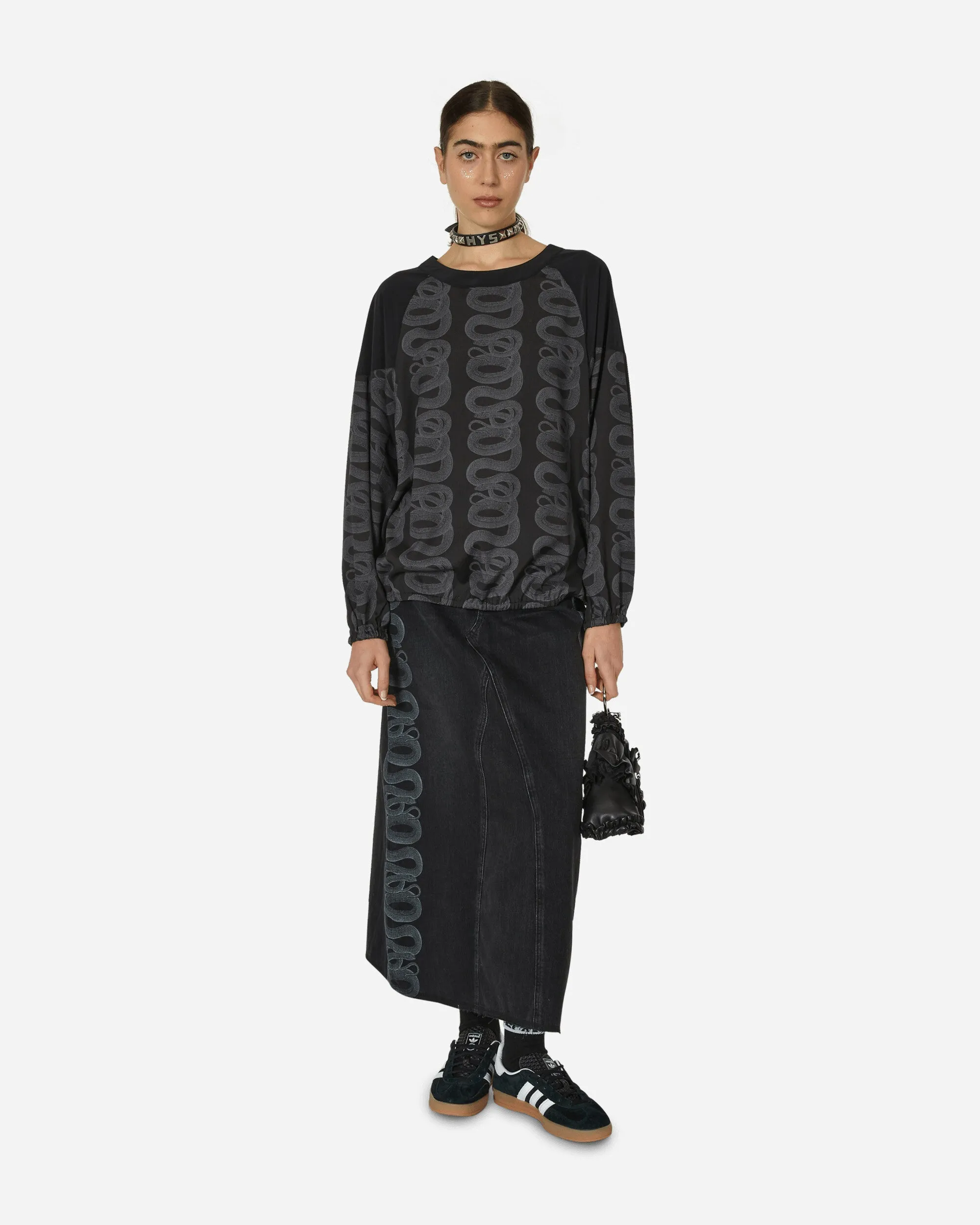 Snake Loop Pattern Longsleeve Top Black