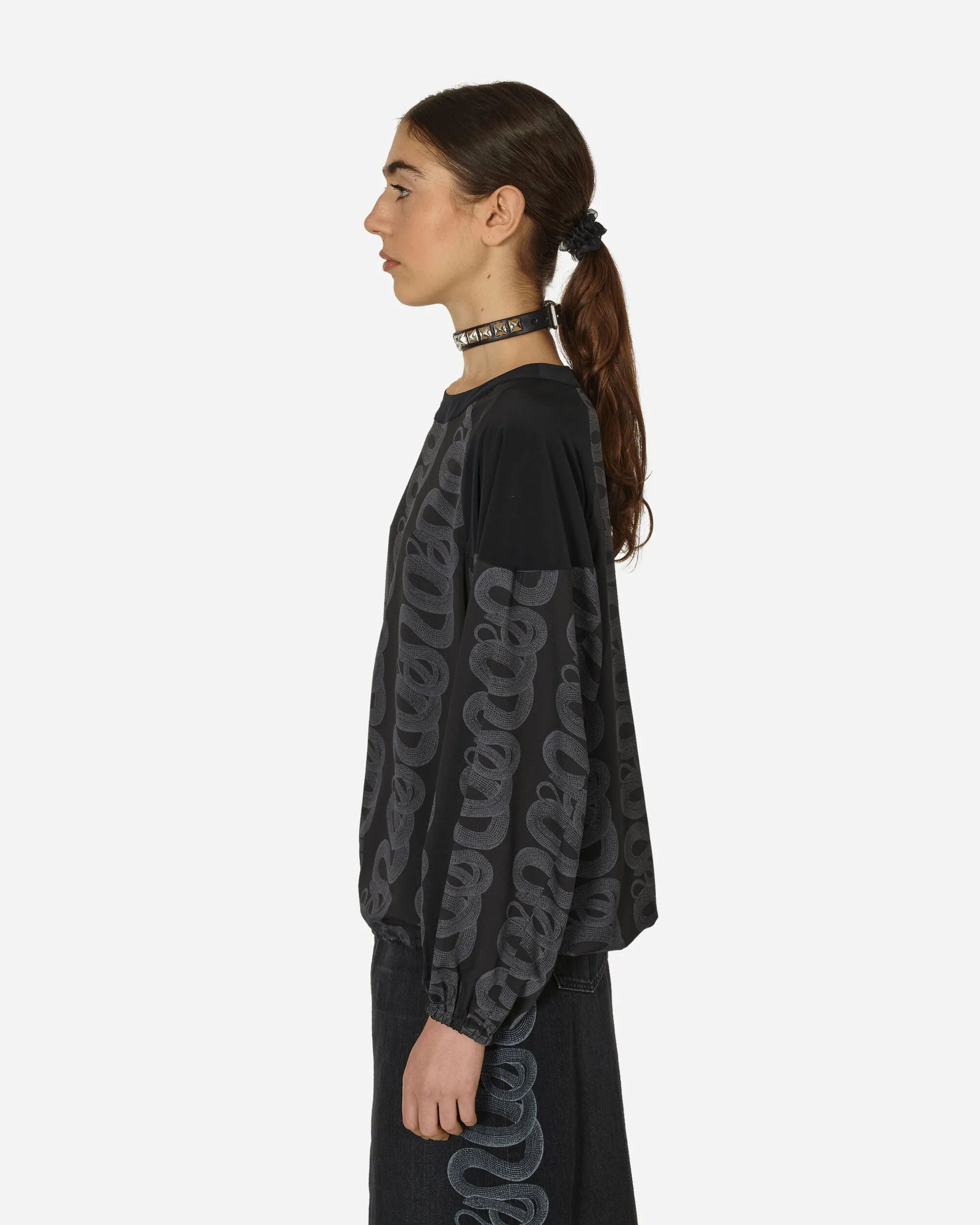 Snake Loop Pattern Longsleeve Top Black