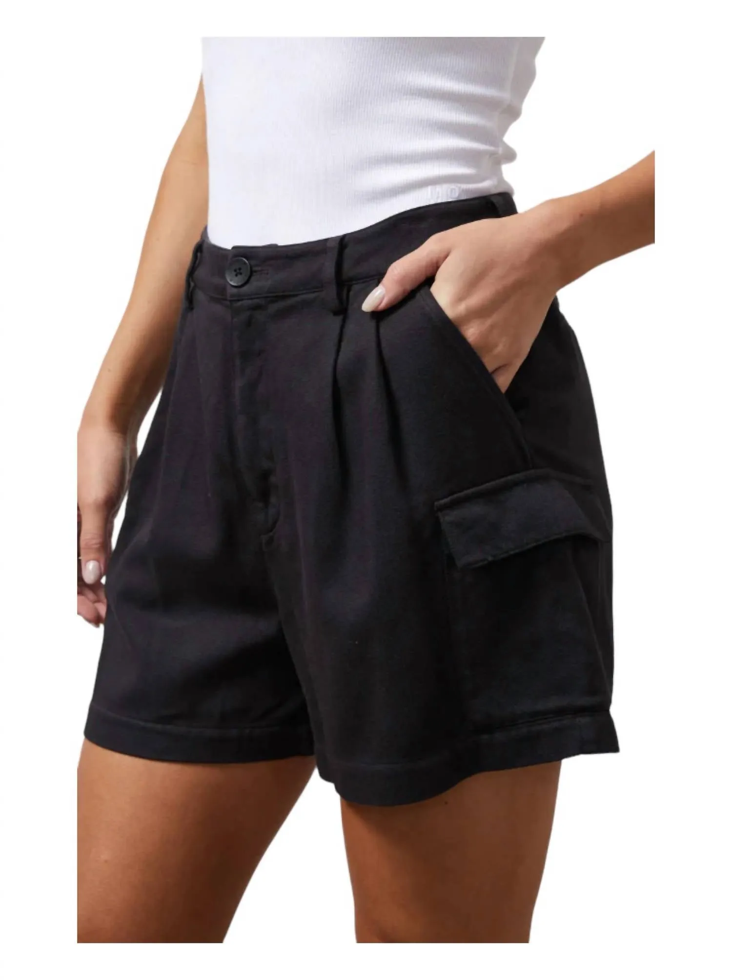 Soft Twill Cargo Short In Faded Black