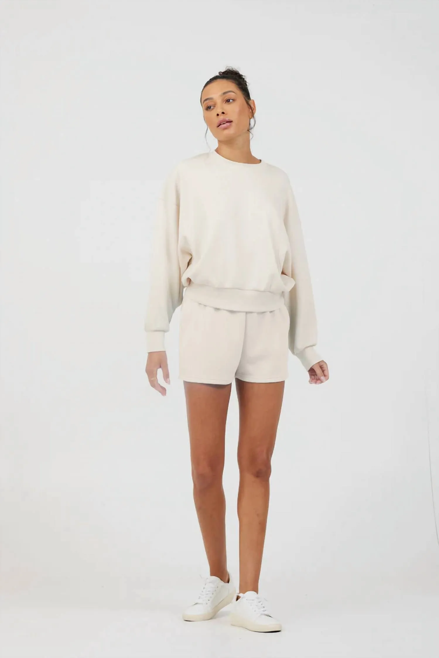 South Beach Fleece Crew In Beige