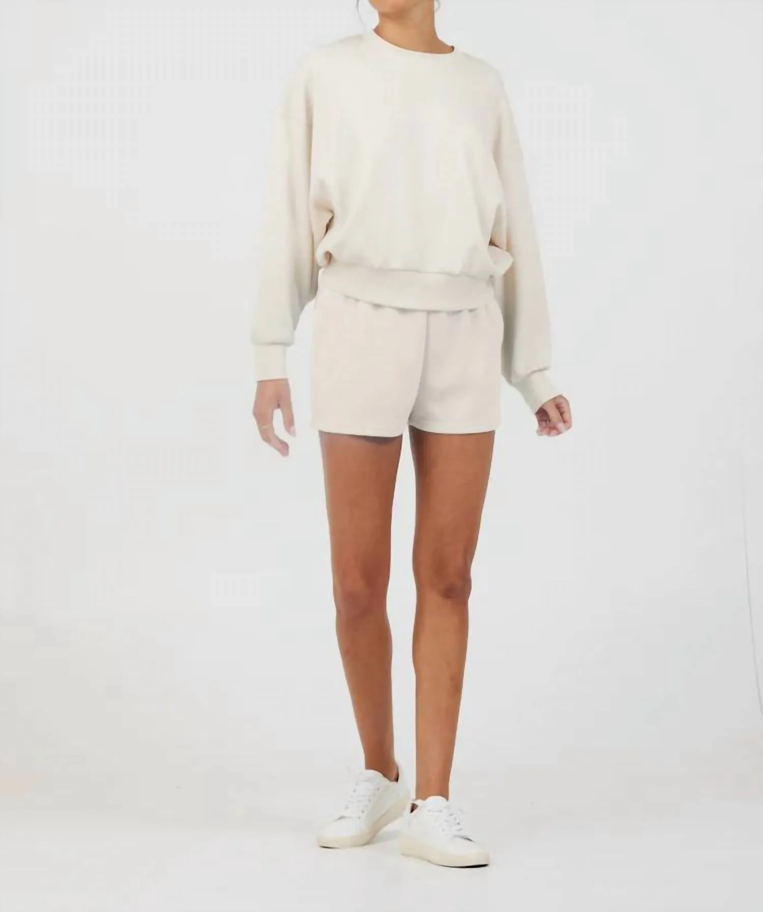South Beach Fleece Crew In Beige