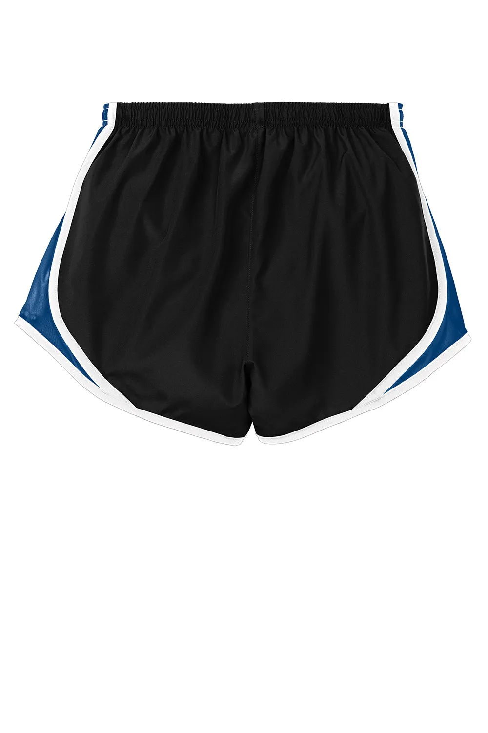 Sport-Tek Womens Cadence Moisture Wicking Shorts - Black/True Royal Blue/White