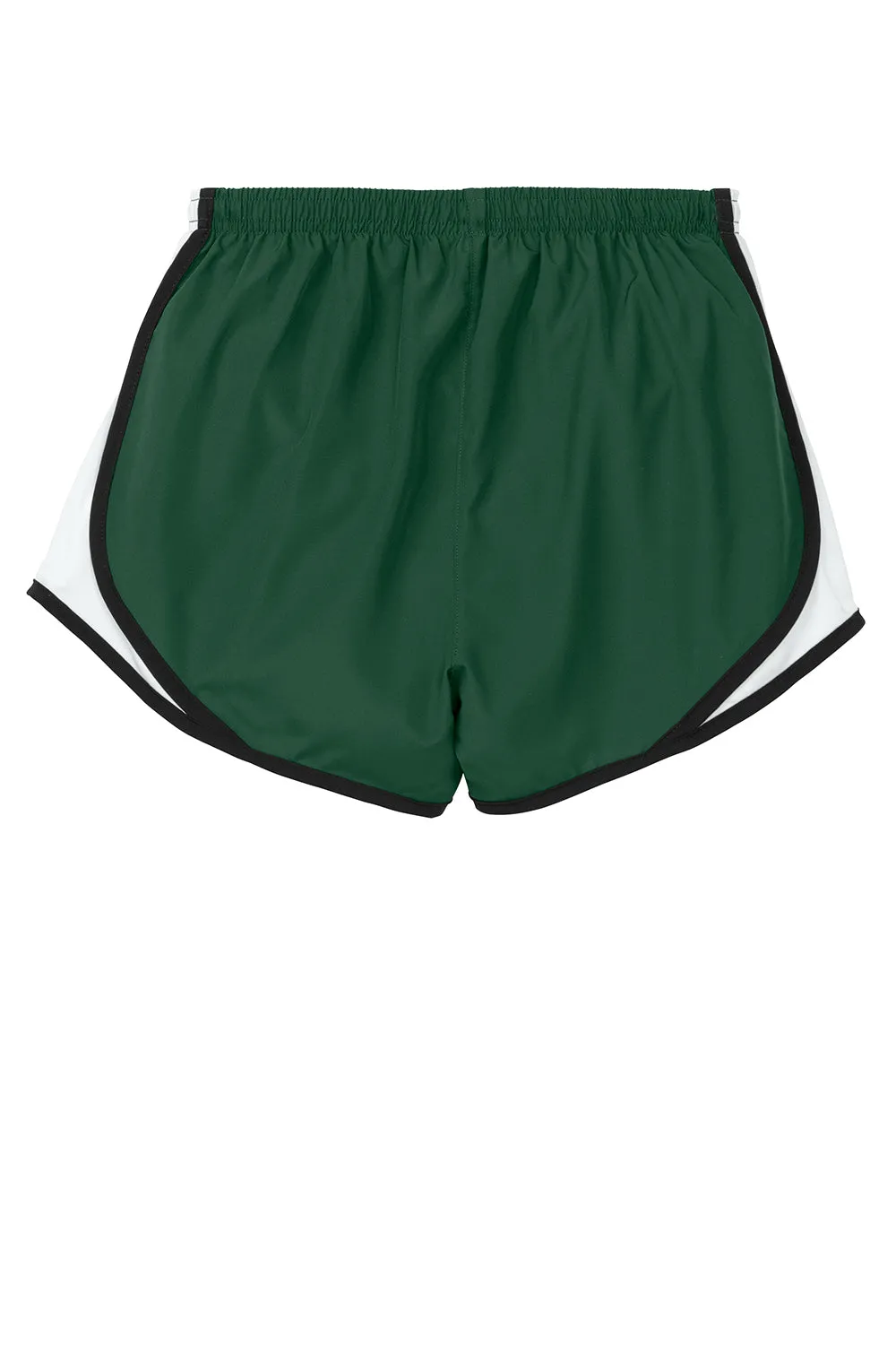Sport-Tek Womens Cadence Moisture Wicking Shorts - Forest Green/White/Black - Closeout