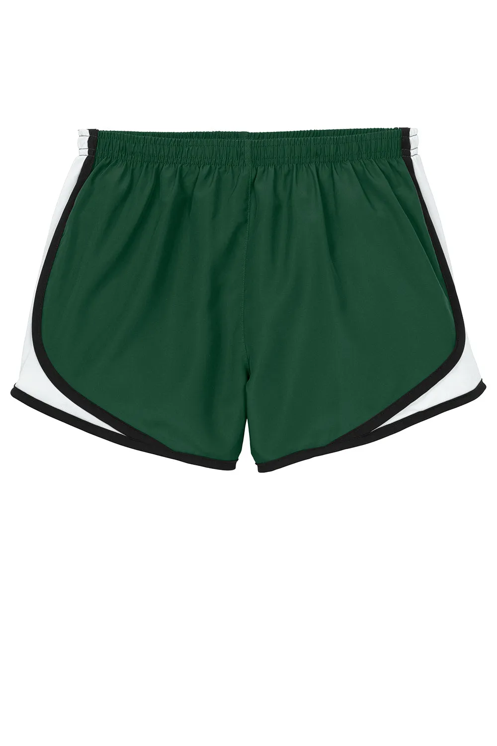 Sport-Tek Womens Cadence Moisture Wicking Shorts - Forest Green/White/Black - Closeout