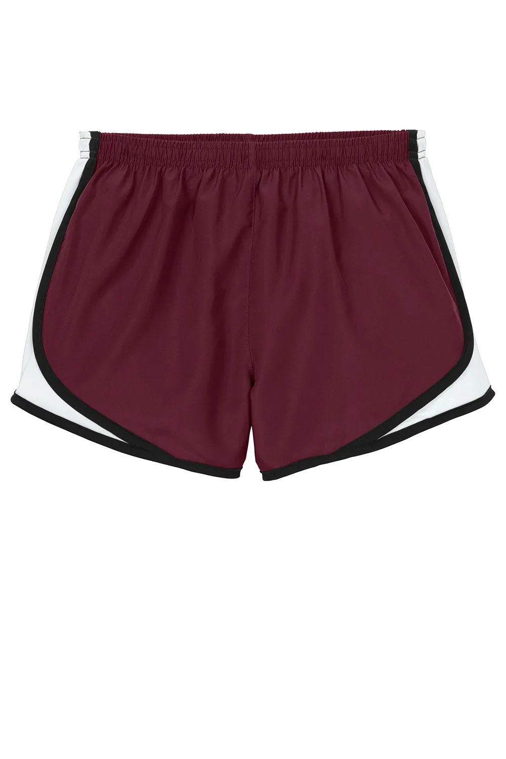 Sport-Tek Womens Cadence Moisture Wicking Shorts - Maroon/White/Black - Closeout