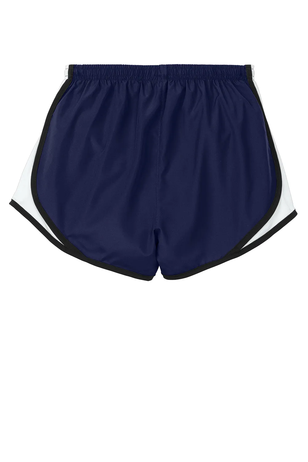 Sport-Tek Womens Cadence Moisture Wicking Shorts - True Navy Blue/White/Black