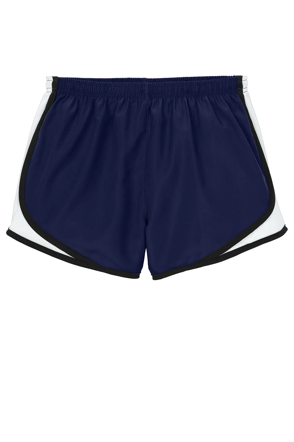 Sport-Tek Womens Cadence Moisture Wicking Shorts - True Navy Blue/White/Black