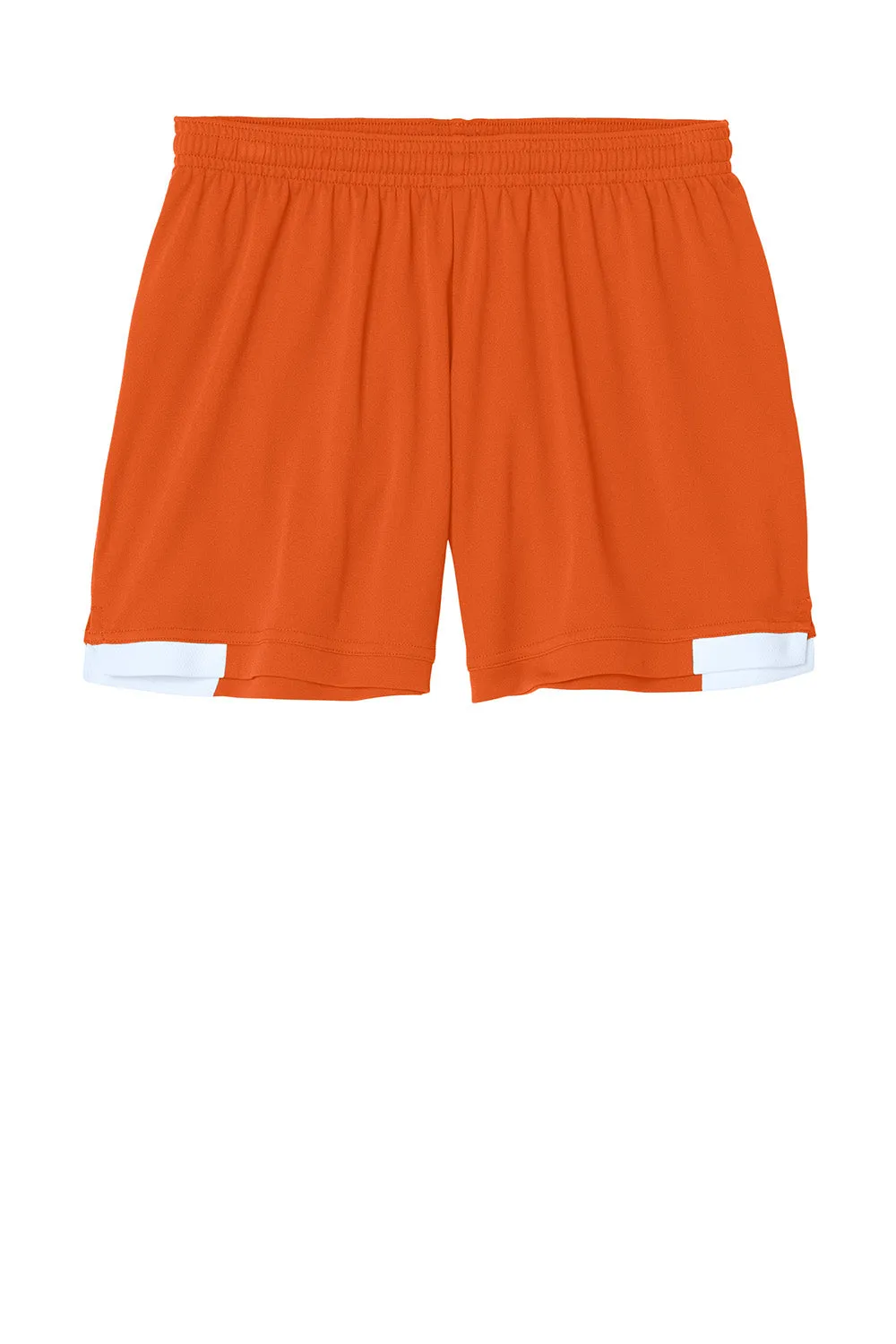 Sport-Tek Womens Club Moisture Wicking Shorts - Deep Orange/White