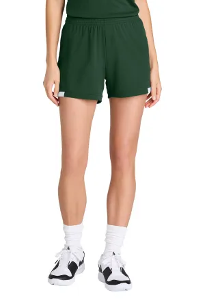 Sport-Tek Womens Club Moisture Wicking Shorts - Forest Green/White