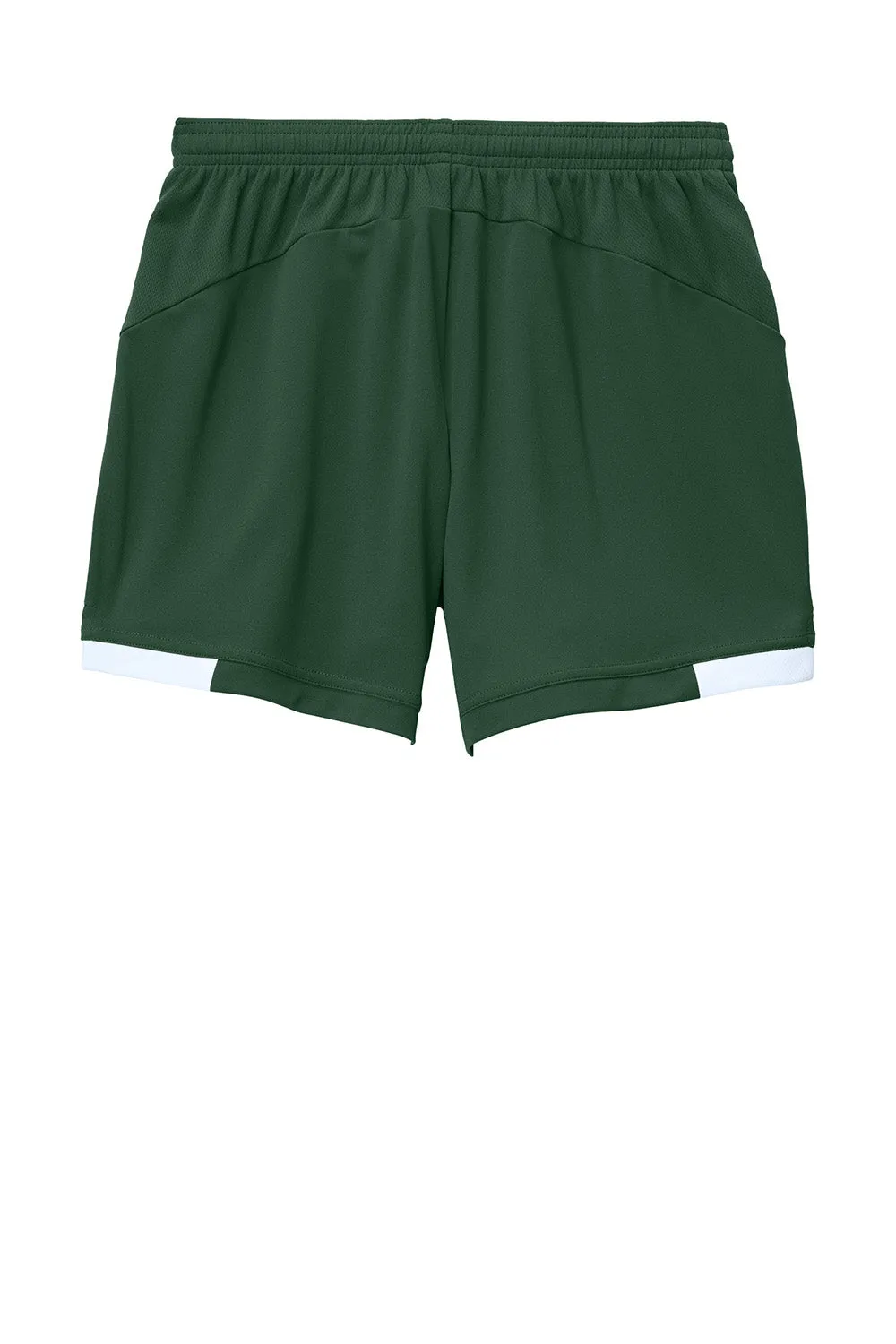 Sport-Tek Womens Club Moisture Wicking Shorts - Forest Green/White
