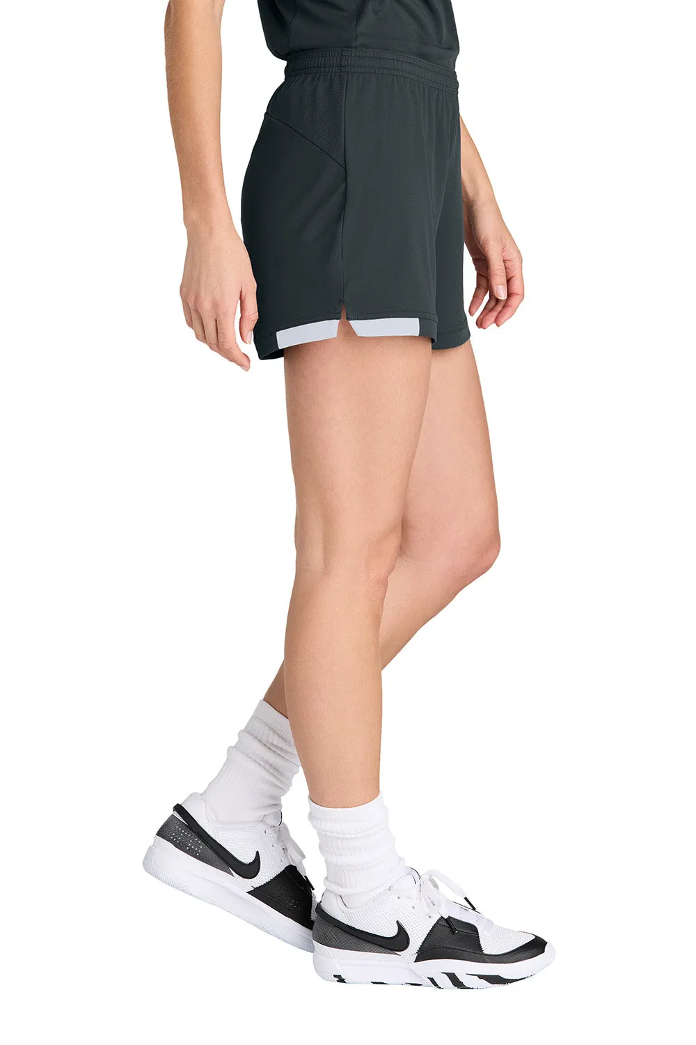 Sport-Tek Womens Club Moisture Wicking Shorts - Iron Grey/White
